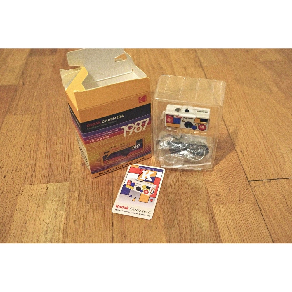 Kodak Charmera 1987 Keychain Mini Compact Camera, White/Multicolor, Box